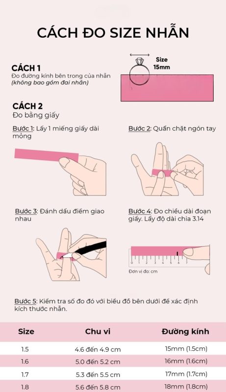 cách đo size nhẫn chuẩn tại nhà
