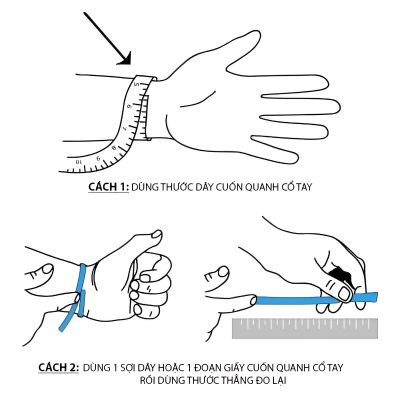 size cổ tay đeo vòng tay