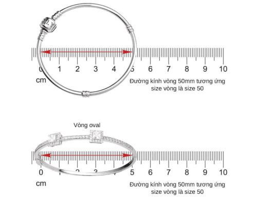 size cổ tay đeo vòng tay