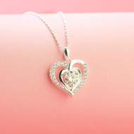 Vòng cổ bạc nữ hình trái tim đính kim cương Moissanite 7.0mm